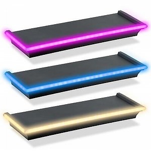 Black Floating Shelves LED Neon Light Wall Mounted Gaming Bedroom Lounge Display  | eBay UK