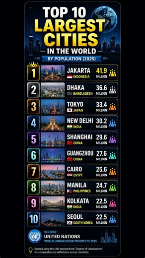 🌎 TOP 10 LARGEST CITIES IN THE WORLD By Population (2025)