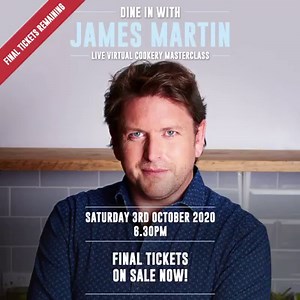 ‪Last chance to get tickets for my first ever live, online cookery masterclass. I’ll give you all the hints, tips and skills needed to whip up a sensational 3 course meal...all from the comfort of your own home. Grab your tickets while you can! 👉 https://www.livenation.co.uk/show/1318712/dine-in-with-james-martin/online/2020-10-03/en‬ | James Martin