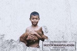 Sketch Manipulation Ps Action 3677184 - FreePSDvn