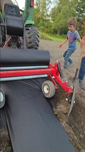 Closeup of our Plastic Mulch Layer Working! #farmmachines
