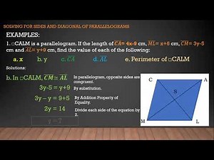 GRADE 9: Solving Sides and Diagonals of Parallelogram