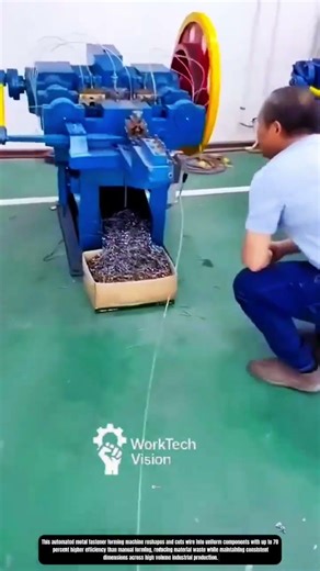 Automated Metal Fastener Forming and Cutting Process in Industrial Production Line