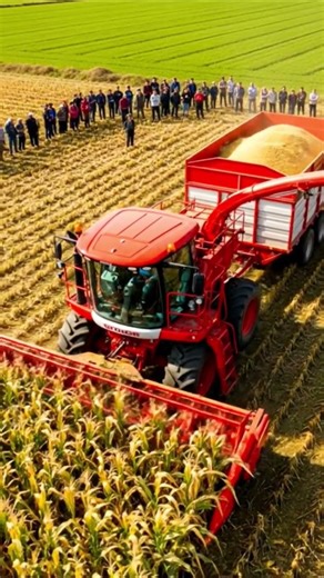 High-Tech Maize Harvesting – Tractor Machine Full Action 🚜🔥 #shortvideo #harvestermachine #harvest