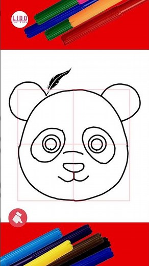 Easy Panda Head Drawing with Guidelines | Step-by-Step for Kids #Lidoartworks