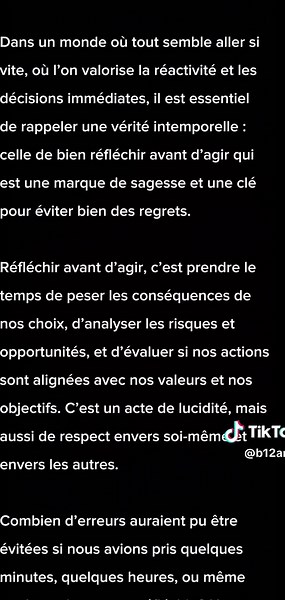 L'importance de réfléchir avant d'agir