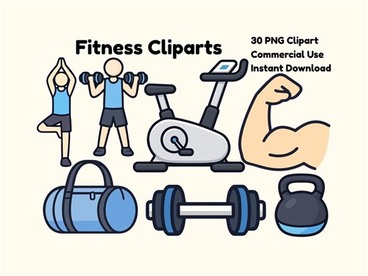 Fitness Clipart Bundle PNG | Workout Icons Set | Gym Equipment Clipart | Wellness & Exercise Illustrations | Yoga | Commercial Use - Etsy