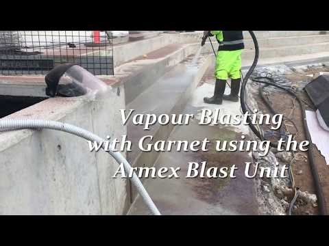 Dustless Vapour Blasting with the 12sx Armex Blast Unit on Concrete