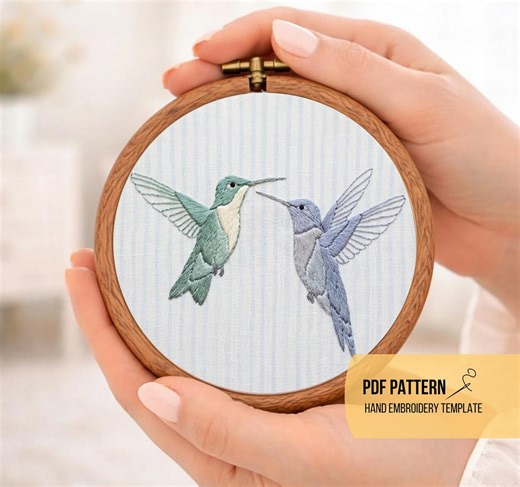 Hummingbirds Hand Embroidery Pattern Bird Pattern Spring Bird Template DIY Embroidery Pattern PDF Wildlife Embroidery - Etsy