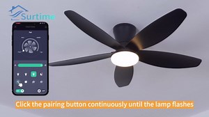 Surtime Ceiling Fans with Lights-36 Low Profile Ceiling Fan with Light and Remote/APP Control,Flush Mount,DC Reversible,LED Dimmable Blakc Ceiling Fans for Bedroom,Indoor/Outdoor Patio Use