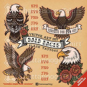 Classic Bald Eagle Tattoo Flash Art: Traditional Eagles Vector Designs (digital Download) - Etsy