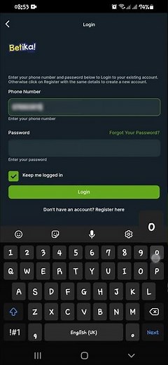 How to login on Betika application