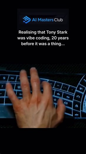 AI Masters Club on Instagram: "He wasn’t a genius coder. He was just the world’s first Prompt Engineer. 🤯🦾 We all grew up watching Iron Man thinking Tony Stark was typing millions of lines of C++ to build the suit. Rewatch the scenes: He almost never touches a keyboard. He just walks around the room, talking to his “Agent” (JARVIS), giving high-level instructions, and letting the AI handle the syntax. “JARVIS, run a simulation.” “Check the geometry.” “Throw a little hot rod red in there.” That