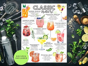 Classic Non Alcoholic Mocktail Recipes List | Alcohol-free Party Drinks (PDF Download) - Etsy UK