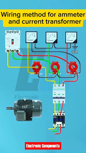 Wiring method for ammeter and current transformer | 𝐄𝐥𝐞𝐜𝐭𝐫𝐨𝐧𝐢𝐜 𝐂𝐨𝐦𝐩𝐨𝐧𝐞𝐧𝐭𝐬
