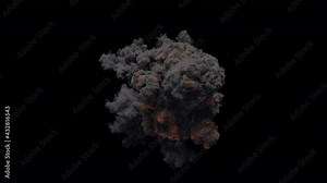 Top View Large Scale Explosion on Alpha Channel Stock Video