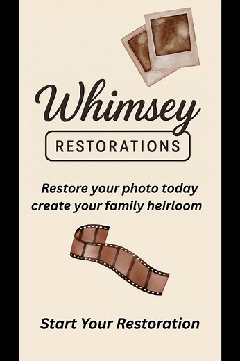 Some photos are too precious to leave faded and forgotten. We carefully restore the faces, colors, and moments that time tried to erase — bringing your memories back to life with care and detail. Once your photo is restored, you can turn it into something truly special — a cozy woven blanket, a beautiful canvas, or a timeless keepsake ornament. 💛 Start with your photo. End with a family heirloom. 👉 Tap “Restore Your Photo” to begin. | Whimsey Restorations