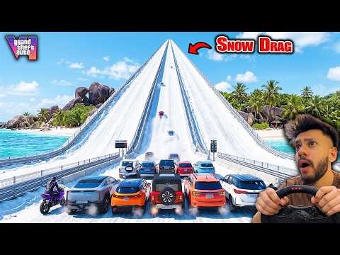 GTA 5 POWERFUL INDIAN CARS & BIKES EXTREME SNOW DRAG RACE + TOP SPEED TEST |GTA 5 ABHISHEKKZ GAMING
