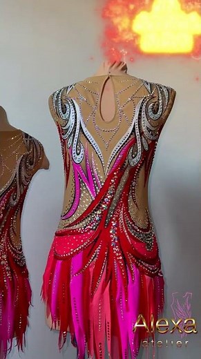 SET Custom Acrobatic Gymnastics Leotard, Handmade, Crystal Decor, Personalized Fit (1465)