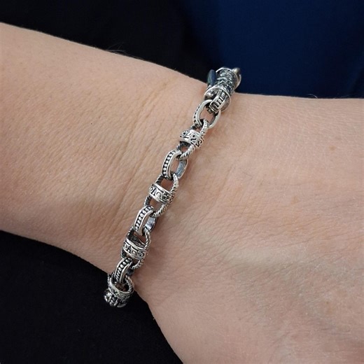 925 Sterling Silver Box Clasp Men's Bracelet 7 Mm - Etsy