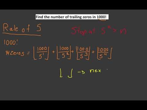 Solving number of trailing zeros in a factorial. (Rule of 5)