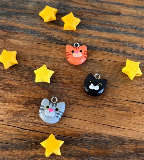 Polymer Clay Cat Charm - Tuxedo - Ginger - Grey Tabby - Set of 3 - Etsy