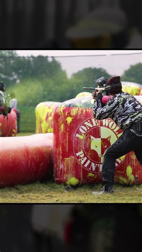 Insane moment a player shoots a paintball coming right at him