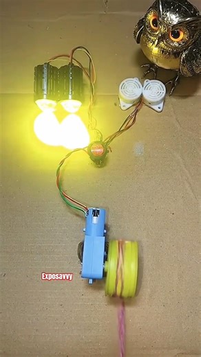 Running a Metal Gear Motor to Power Fog Lights & Buzzers ⚡ DIY Generator #shorts #dcmotor #short