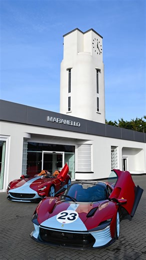 Two iconic Ferraris. One iconic backdrop ❤️ The Ferrari Daytona SP3 and Ferrari Monza SP2, both proudly donning the classic livery of Colonel Ronnie Hoare’s Maranello Concessionaires Racing team from the 1960s. #Ferrari #FerreriDaytonaSP3 #FerrariMonzaSP2 #Maranello #MaranelloSales | Maranello Egham - Ferrari