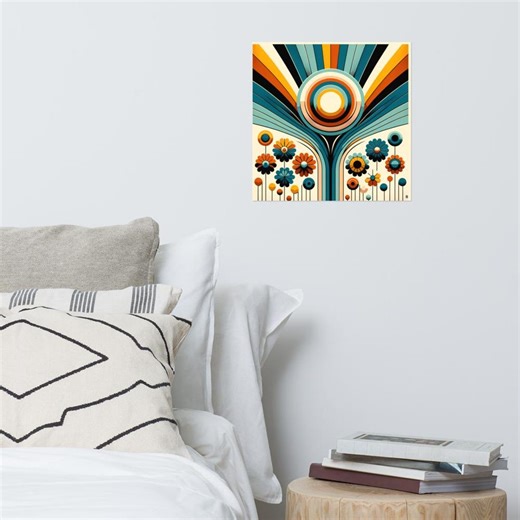 Geometric Pattern Art Print | Retro Geometric Poster | Square Wall Art - Etsy