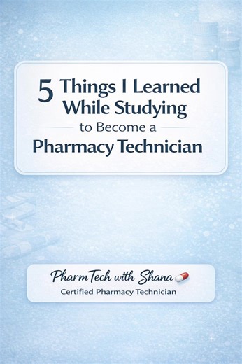 5 things I learned while studying to become a pharmacy technician. Consistency, practice, and understanding the concepts make pharmacy math and calculations easier over time. If you are studying pharmacy technician math, keep going you can pass too. PharmTech with Shana Certified Pharmacy Technician #pharmacytechnician #pharmtech #pharmtechstudent #pharmacytechlife #pharmacytechnicianstudent