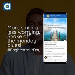 276K views · 13 reactions | Let's start the week with some positivity and motivation . Shake off the monday blues by following our uplifting channel ! Check here https://i.ayo.ba/dQjW/BrightenYourDayCh #Ayoba #MadeInAfricaForTheWorld #BrightenYourDay | Ayoba App | Facebook