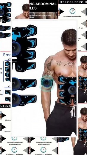 USB Rechargeable EMS Muscle Stimulator Abs Arms 3 in 1 Training Pad Wireless Smart Fitness Abdomi...