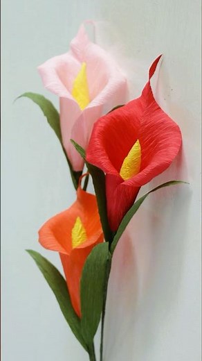 Calla Lily Flower Making With Crepe Paper - How To Make Calla Lily Paper Flower Step By Step