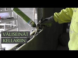 Kellarin väliseinät valmistuvat harkoista liimaamalla ‪@KRANTTUTANTTU‬