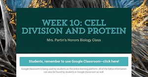 Week 10: Cell Division and Protein