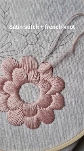 Big flower embroidery🌸 Beginner friendly! #embroidery #tutorial #diy #handmade #craft #stitch #art