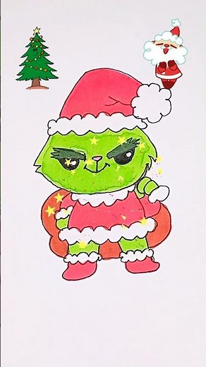 How to draw a cute Grinch 🎄 Step by step drawing for kids
