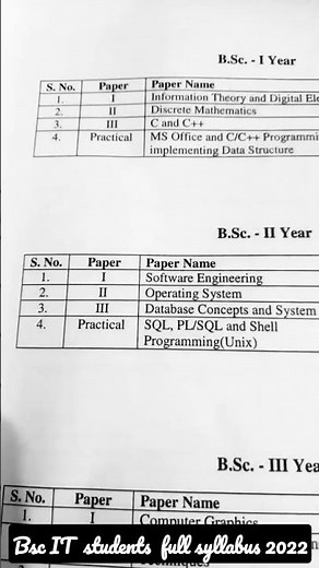 bsc it information of technology full syllabus 2022