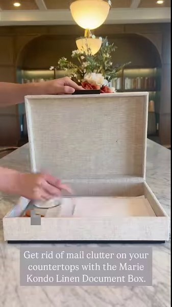 20K views · 55 reactions | Say goodbye to countertop clutter—hello to organized! ✉ Try this home hack to reduce clutter on your countertops! SHOP online: https://container.store/4kwvQ4Q #ProTip: add the Marie Kondo Harmony Linen Document Box to hide papers, mail, and envelopes until you have time to go through them. Set a calendar reminder in your phone to go through the box so paper doesn't pile up! | The Container Store | Facebook