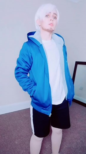 Me trying not to be cute 😂💙 #keaderisans #humansanscosplay #humansans #undertalesans #sanscosplay