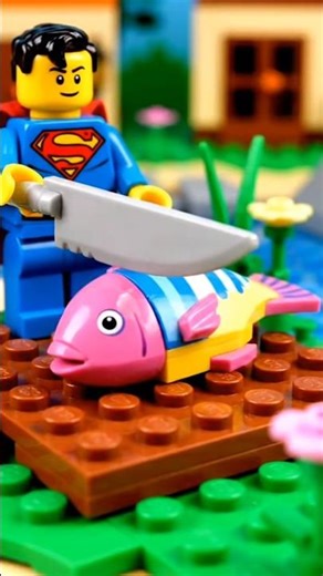 ASMR LEGO Superman Cooking Grilled Tilapia by the Riverside. #lego #asmr