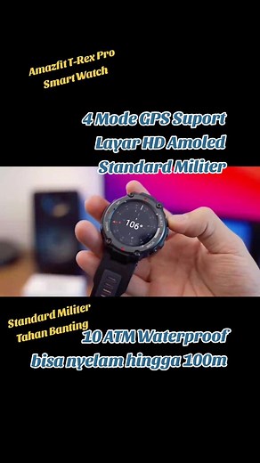 Amazfit T-Rex Pro Smartwatch | 4 Satelite GPS Military Grade Layar HD Amoled 10ATM Waterproof #smartwatch #amazfit #trexpro #gadget Source : YT GadgedIn
