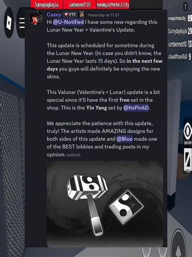 Sneaky in the Facility Update Reaction