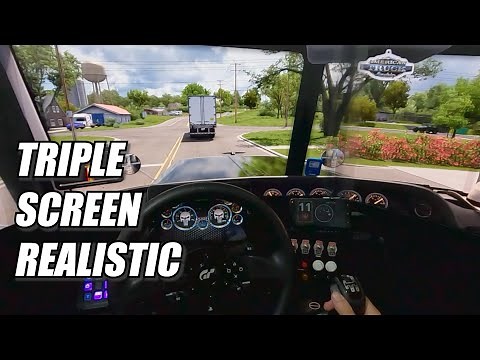 ATS REALISTIC MODE - TRIPLE SCREEN COCKPIT ONBOARD PETERBILT | AMERICAN TRUCK SIMULATOR