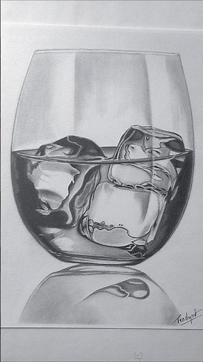 Realistic Glass and Ice Cube Drawing 🥃#drawing #art #sketch #artist #shorts #fypシ #glassdrawing