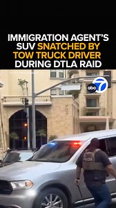 722K views · 14K reactions | A tow truck driver is facing federal charges after snatching an immigration agent's government SUV during a downtown L.A. raid. Federal agents were arresting Tatiana Mafla-Martinez, a popular social media influencer, when 33-year-old Bobby Nunez towed one agent's vehicle, the DOJ says. The charges that driver is now facing - Tonight at 11 from ABC7. https://abc7.com/17725552 | ABC7 | Facebook