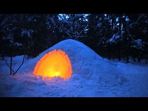 Building a FANCY Snow Cave with No Tools (Quinzee/Igloo Overnight)