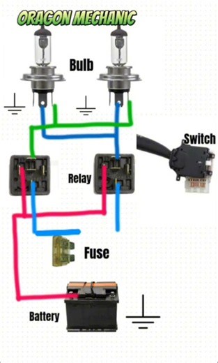 Headlight wiring diagram for with a combination switch. #tutorial #foreducationalpurposeonly