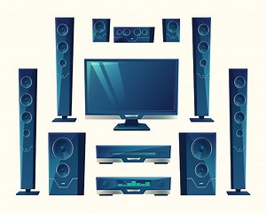 Home theater, audio video system, acoustic equipment, stereo technology. | Free Vector